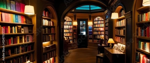 Obraz Charming little bookstore filled with cozy reading nooks and colorful book covers