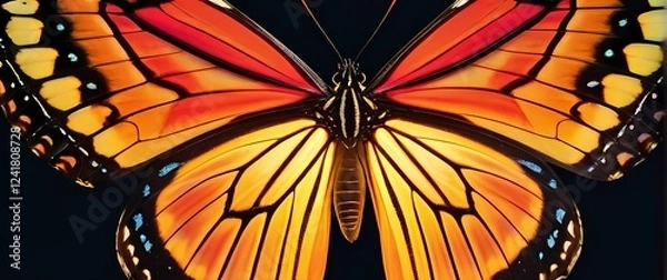 Fototapeta Intricate close up of a butterflys wing showcasing a kaleidoscope of colors