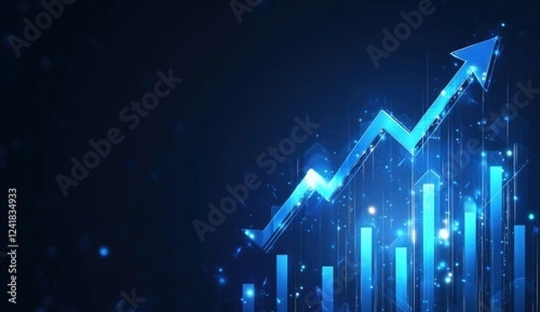 Obraz blue graph going up	