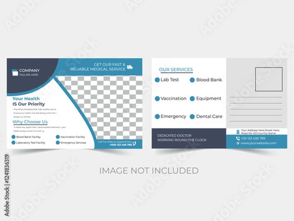 Fototapeta Creative Medical Postcard Design Template