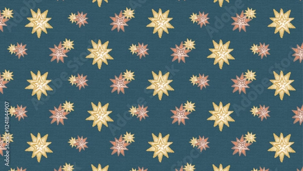 Obraz hand drawn starry night seamless pattern on white background, vector graphic resources, 16:9 widescreen wallpaper / backdrop