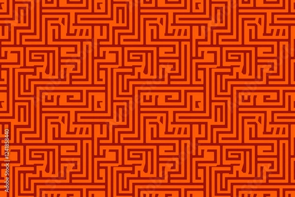 Obraz Seamless red and orange maze style pattern wallpaper