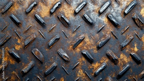 Fototapeta  Industrial textured metal surface with weathered, tarnished finish ideal for backgrounds and design projects.
