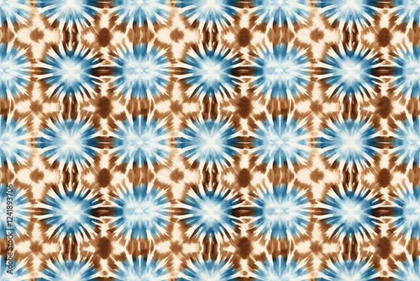Obraz Blue and brown seamless shibori tie dye style pattern wallpaper
