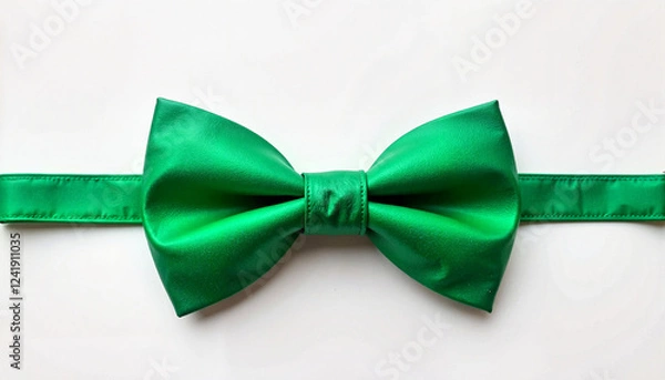 Fototapeta Elegant green bow tie on white background, style and sophistication