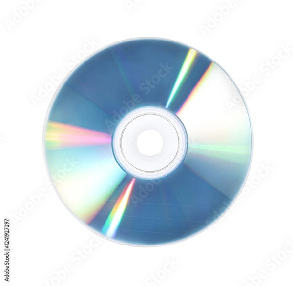 Fototapeta One shiny compact disc isolated on white