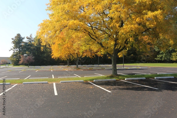 Obraz autumn empty parking lot