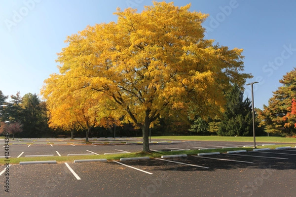 Obraz autumn empty parking lot