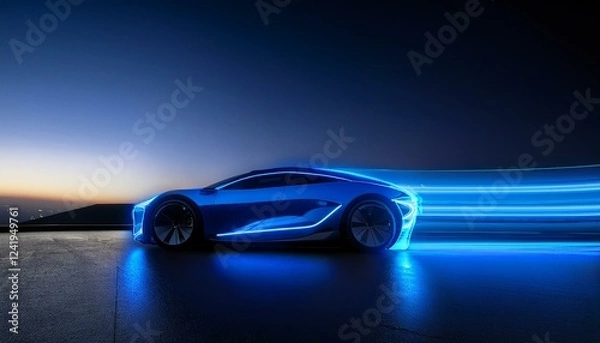 Fototapeta 매끈한 유선형 바디를 가진 미래형 전기차