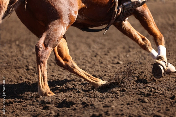 Obraz Great actions close up photo of a barrel racing horse.