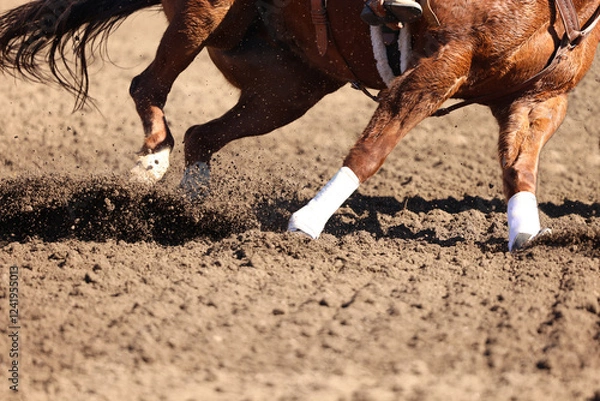 Obraz Great actions close up photo of a barrel racing horse.