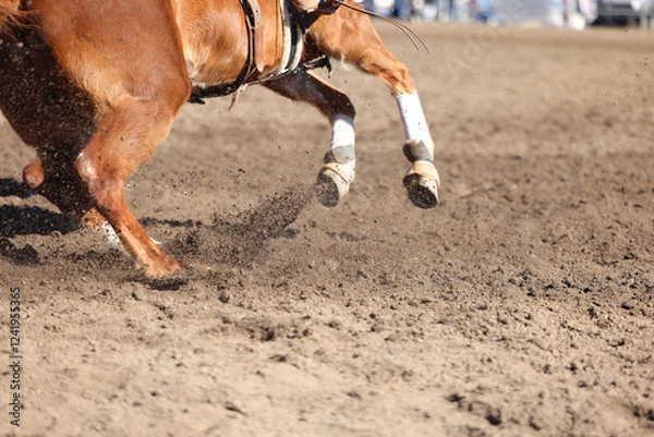 Obraz Great actions close up photo of a barrel racing horse.