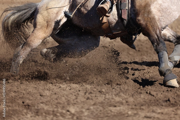 Obraz Great actions close up photo of a barrel racing horse.