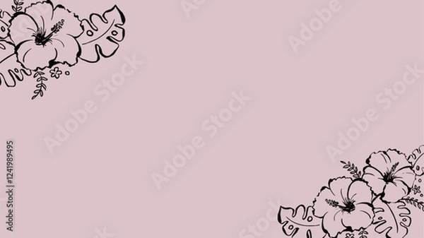 Fototapeta くすみカラーとシンプルなハイビスカス