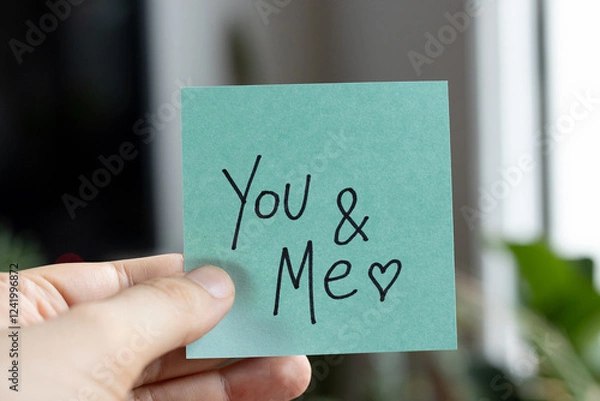 Fototapeta Sticky Notes with 'You and Me' on Colored Paper