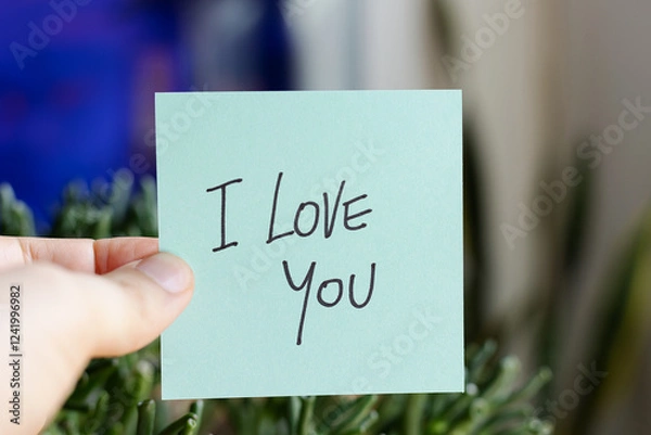 Fototapeta Sticky Notes with 'I Love You' on Colored Paper
