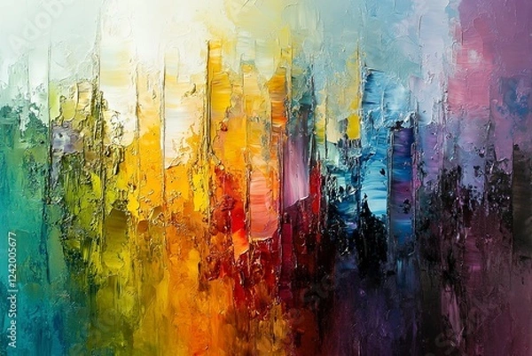 Fototapeta Iridescent abstract composition showcasing vibrant colors and light reflections in a textured design