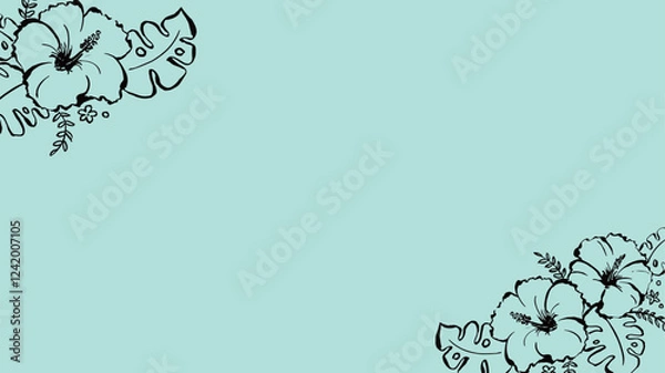 Fototapeta 爽やかなミントグリーンとハイビスカスの飾り
