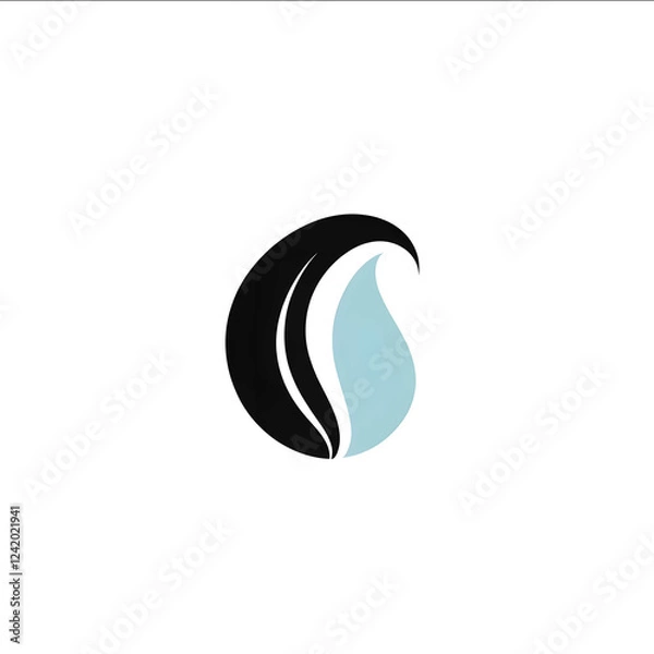 Obraz Professional favicon for a beauty and skincare brand featuring a simple yet elegant water droplet or wave icon in light blue and black exuding sophistication an