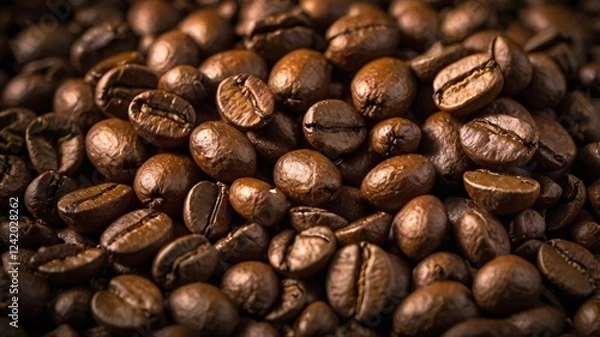 Obraz Coffee Beans, Roasted Coffee Beans on White Background, Close-up picture of isolated on coffee beans background