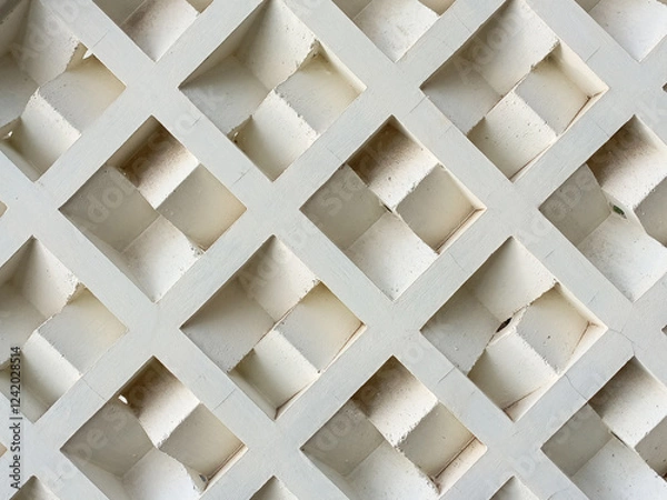 Fototapeta Stylish white modular ventilation panel with cleanly arranged square motifs