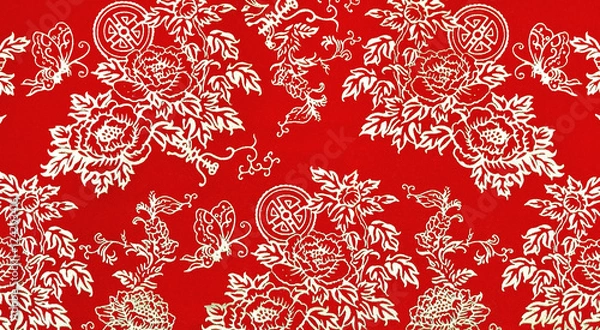 Obraz Chinese floral print pattern