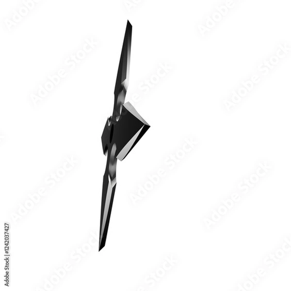Fototapeta 3D Illustration of a Ninja Shuriken –Realistic depiction of a traditional throwing star with sharp blades, metallic texture, and detailed design, perfect for digital art projects, graphics, and poster