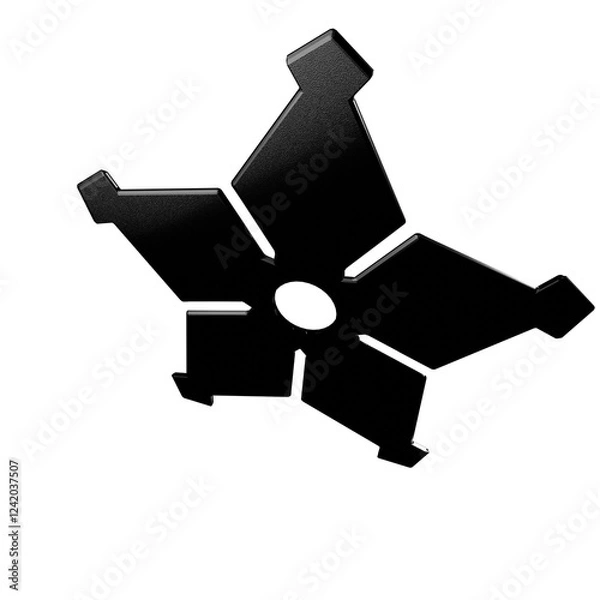Fototapeta 3D Illustration of a Ninja Shuriken –Realistic depiction of a traditional throwing star with sharp blades, metallic texture, and detailed design, perfect for digital art projects, graphics, and poster