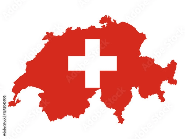 Fototapeta Map of Switzerland with flag