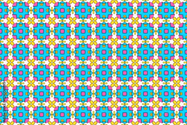 Fototapeta Seamless Perspective Cloth Geometric Tile Graphic Texture Shape Interior Luxury Digital Wallpaper Art Background Template Textile Decoration Fabric Visual Symmetric Endless Design Fashion Pattern.