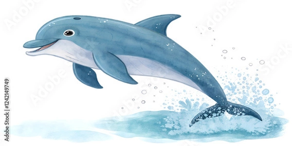 Fototapeta Dolphin leaps joyfully above the water's surface in a serene ocean setting during bright daylight hours Transparent PNG