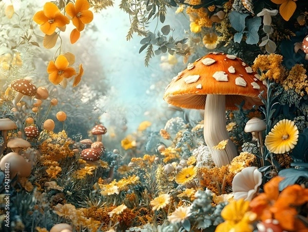 Fototapeta A surreal scene where everyday objects become imaginary creatures in a dreamlike landscape. The image feels magical and thought-provoking, perfect for a fantasy book cove or dream-themed article.