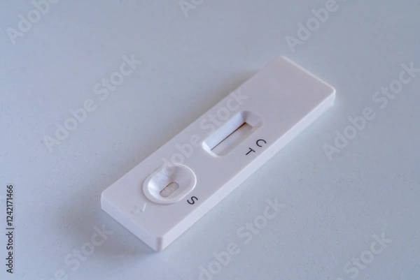Obraz Blank Covid test close up on a white table