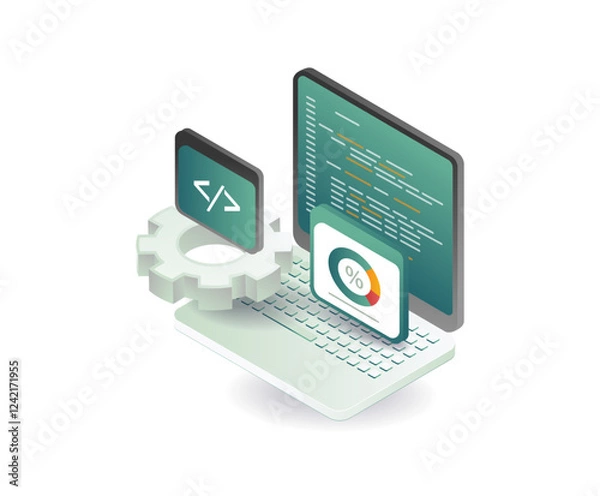 Fototapeta Computer programmer technology concept illustration
