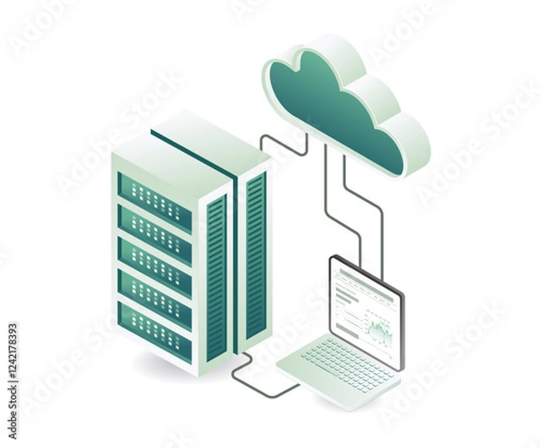 Fototapeta Cloud server data technology concept illustration