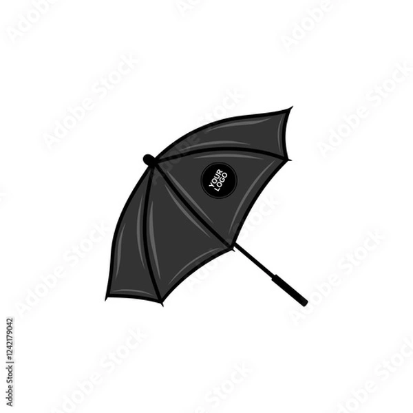 Fototapeta black umbrella mockup side view lying down vector illustration