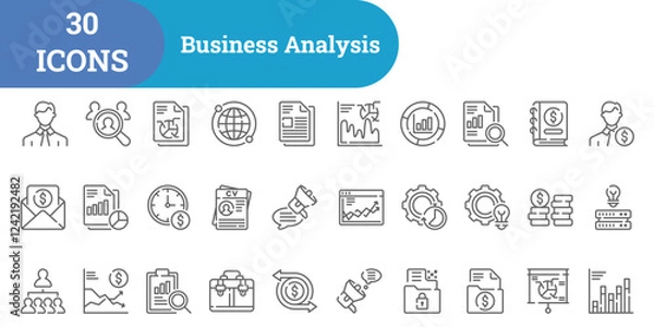 Fototapeta Business Analysis Icon Set, Line Icon Set, Vector Simple Icon Set