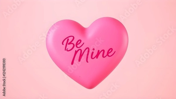 Fototapeta pink heart with be mine written on it in a pink color background	