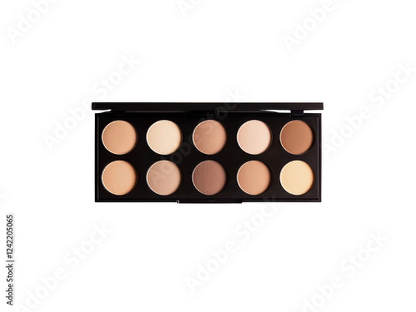 Fototapeta A makeup palette featuring a range of ten neutral shades for contouring and highlighting.