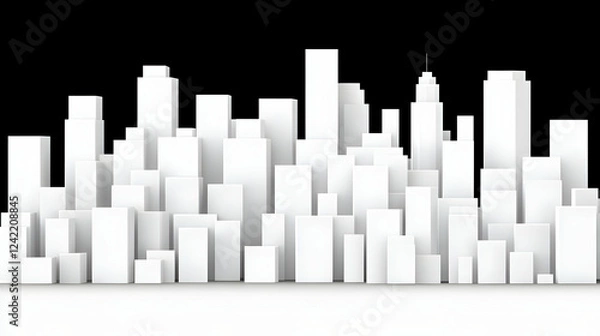 Fototapeta White city skyline, urban landscape, design