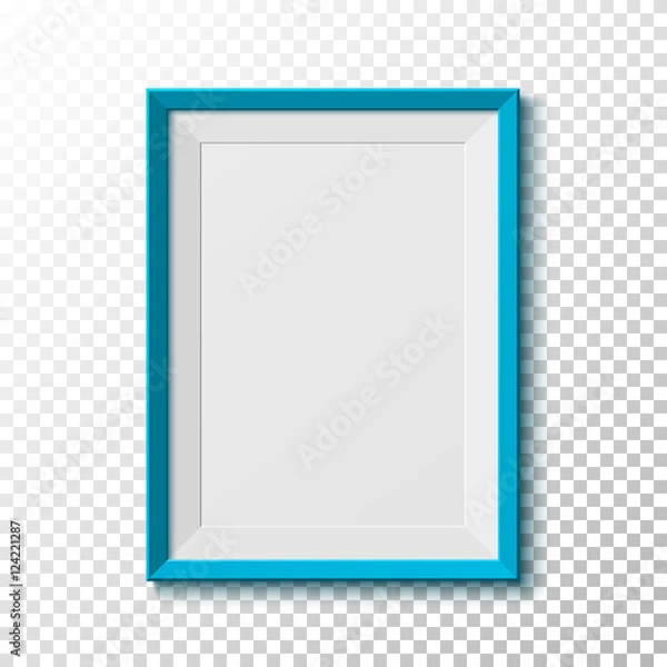 Obraz Blue, blank picture frame on transparent background.