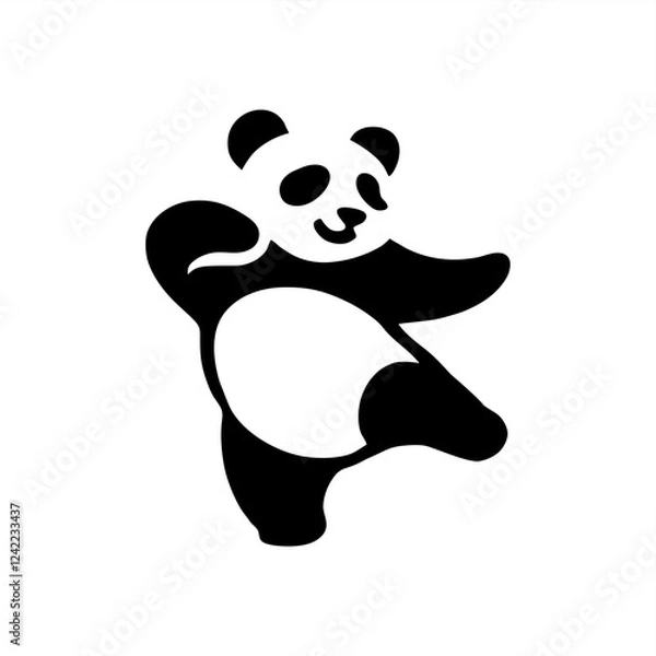 Fototapeta cute happy panda bear dancing