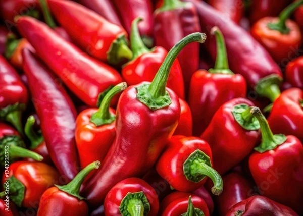 Fototapeta Rule of thirds composition showcases hot chili peppers, bursting with vibrant color.