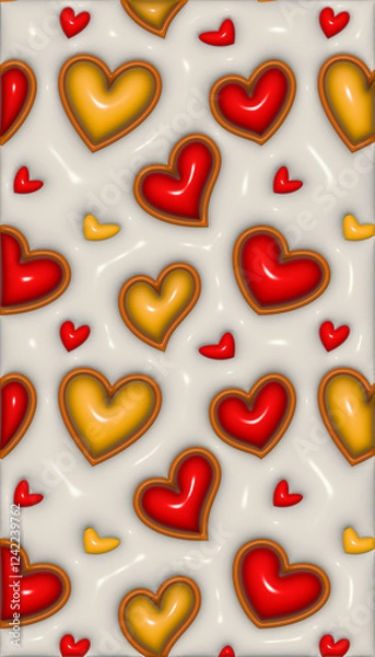 Obraz 3D Heart Background, Valentine's day background with hearts. 3D illustration.