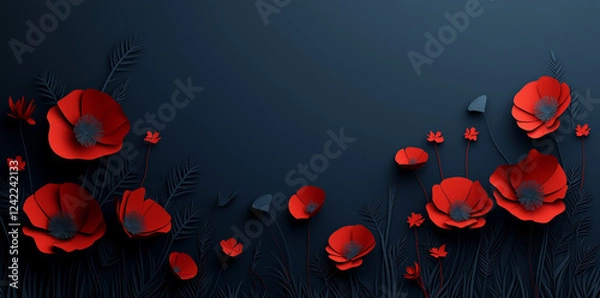 Fototapeta background with red poppies