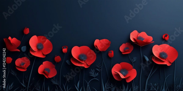 Fototapeta abstract background with red hearts and flower