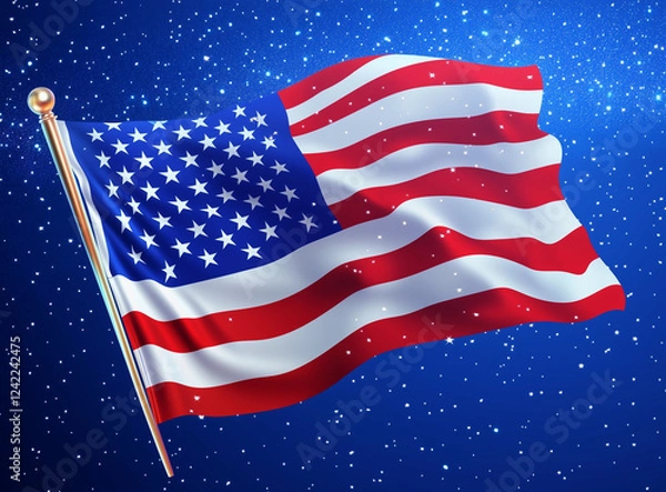 Fototapeta american flag waving in the wind
