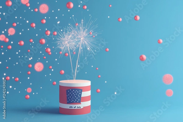 Fototapeta happy new year with a cup 4th july firework