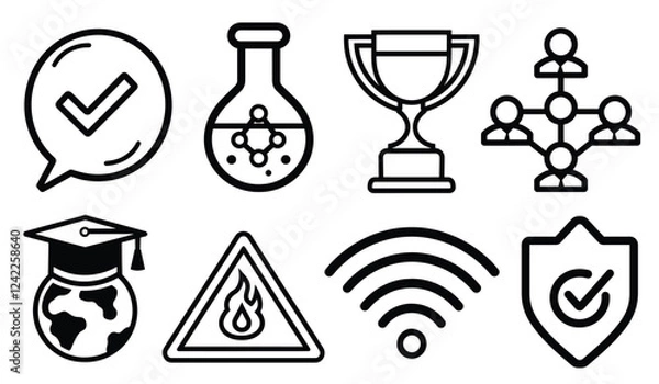 Fototapeta Icons representing achievement and connectivity, vector element set