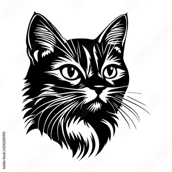 Obraz Art cat illustration stencil vector